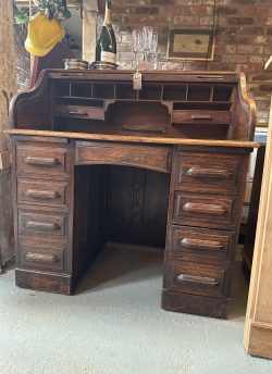 Oak roll top tambour desk