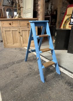 Small blue painted stepladder