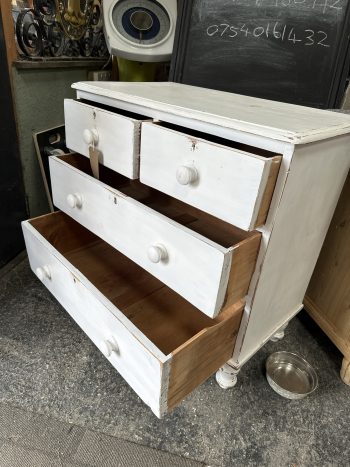 White, painted pine chest of drawers