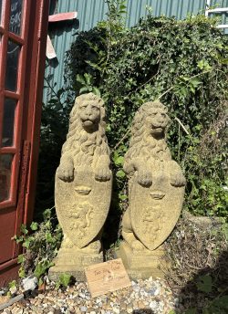 Upright lion garden statues