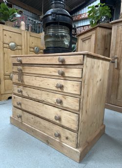 Pine bank of drawers