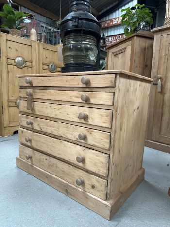 Pine bank of drawers
