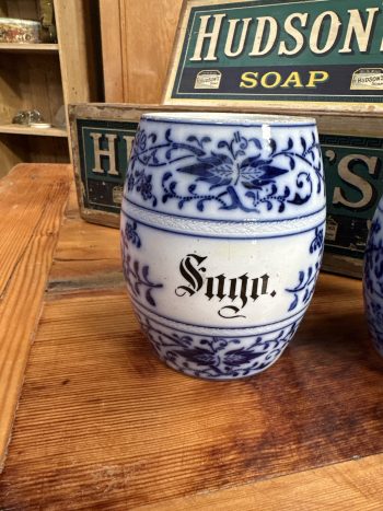 Blue and white German kitchen storage canisters - Image 2