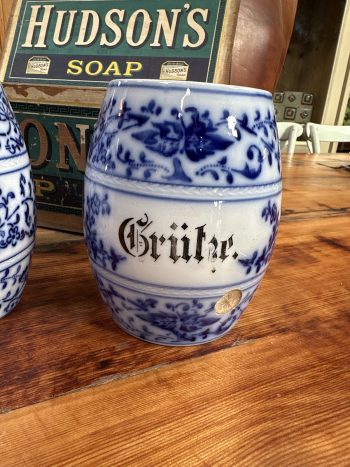 Blue and white German kitchen storage canisters - Image 3