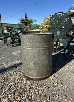 Tall, slim galvanised planter