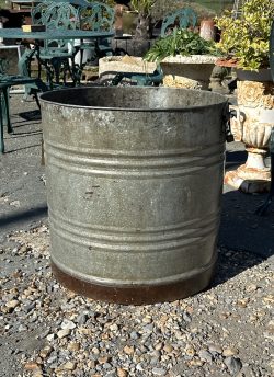 Large galvanised planter with handles