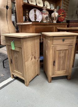 Pair of old, stripped pine bedsides
