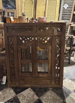 Carved wooden shutter mirror