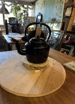 Vintage black enamel kettle