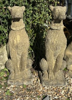 Pair of deerhound statues