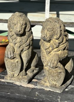 Pair of Heraldic lion statues