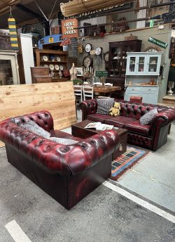 Pair of leather chesterfield sofas